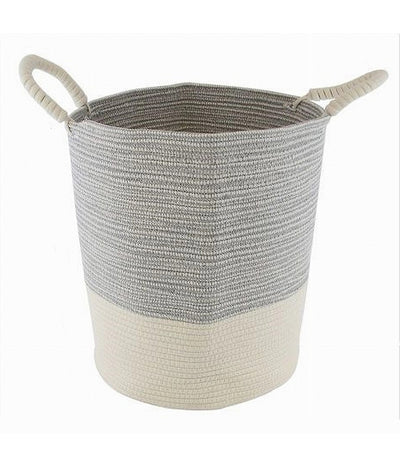 Cesto Porta Biancheria Oggetti In Corda Intrecciata 35 X 40 Cm Con Manici 10680