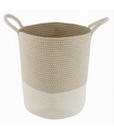 Cesto Porta Biancheria Oggetti In Corda Intrecciata Con Manici 35 X 40 Cm 10678