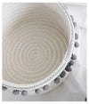 Cesto Porta Oggetti Per Biancheria In Corda Pon Pon Grigi Cestino 30x14 Cm 10671