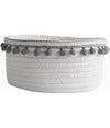 Cesto Porta Oggetti Per Biancheria In Corda Pon Pon Grigi Cestino 30x14 Cm 10671