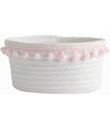 Cesto Porta Oggetti Per Biancheria In Corda Pon Pon Rosa Cestino 22x9.5 Cm 10666