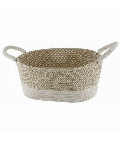 Cesto Portabiancheria Oggetti Corda Intrecciata Ovale Con Manici 35x25x16cm 10677