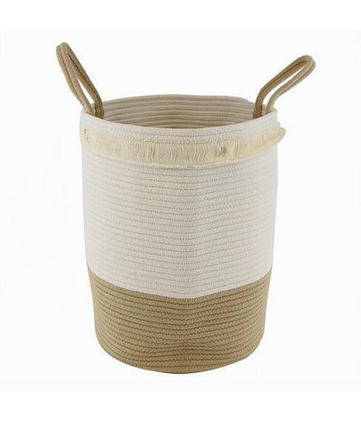 Cesto Portabiancheria Sporca In Corda Intrecciata Borsa Con Manici 35x45cm 10657