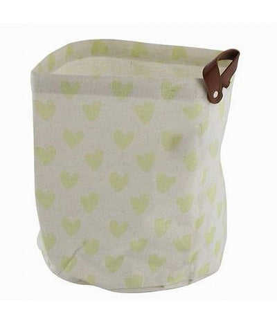 Cesto Portaoggetti Cuori Gialli In Tessuto Con Manico Bagno Cucina 25x28cm 10611