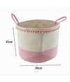 Cesto Portaoggetti Per Biancheria In Corda Pon Pon Rosa Con Manici 50x35cm 10669