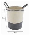 Cesto Portaoggetti Per Biancheria In Corda Ponpon Grigi Con Manici 35x45cm 10672