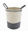 Cesto Portaoggetti Per Biancheria In Corda Ponpon Grigi Con Manici 35x45cm 10672