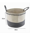 Cesto Portaoggetti Per Biancheria In Corda Ponpon Grigi Con Manici 50x35cm 10673