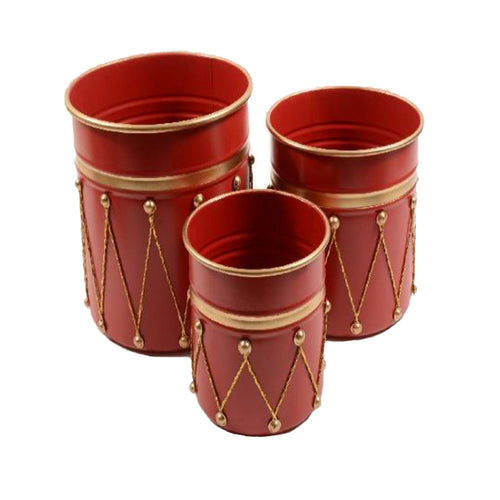 Ceste in metallo con rifiniture in oro per decorazioni natalizie set da 3