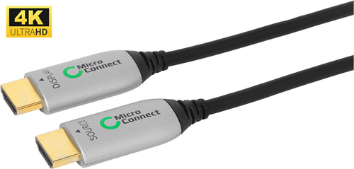 MicroConnect Premium - HDMI-Kabel mit Ethernet - HDMI mnnlich zu HDMI mnnlich - 15 m - Hybrid Kupfer/Kohlefaser - Schwarz - HAOC-Kabel (Hybrid Active Optical Cable), Dolby TrueHD-Untersttzung, untersttzt 4K 60 Hz (4096 x 2160)