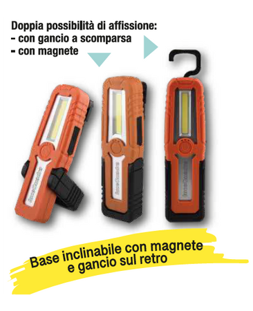 Torcia magnetica con gancio, ricaricabile con Power Bank per meccanici