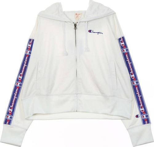 CHAMPION-Felpa-Cappuccio-Corta-Donna-Full-Zip-Top-White-da-donna