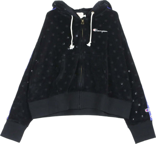 CHAMPION-Felpa-Cappuccio-Donna-Hooded-Sweatshirt-Black-da-donna
