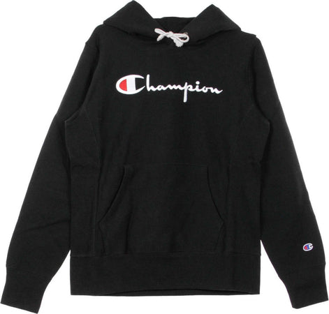 CHAMPION-Felpa-Cappuccio-Donna-Hooded-Sweatshirt-Black-da-donna