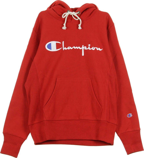 CHAMPION-Felpa-Cappuccio-Uomo-Hooded-Sweatshirt-Red-da-uomo