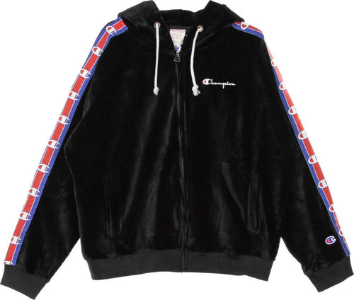CHAMPION-Felpa-Cappuccio-Zip-Donna-Hooded-Full-Zip-Sweatshirt-Black-da-donna