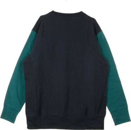 CHAMPION-Felpa-Girocollo-Uomo-Colour-Block-Kangaroo-Pocket-Reverse-Weave-Dark-Blue/green-da-uomo