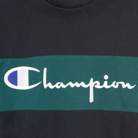 CHAMPION-Felpa-Girocollo-Uomo-Colour-Block-Kangaroo-Pocket-Reverse-Weave-Dark-Blue/green-da-uomo