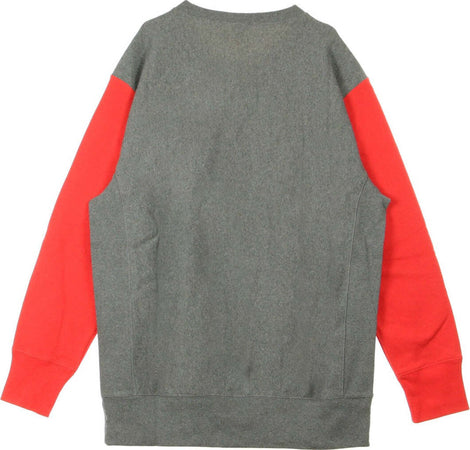 CHAMPION-Felpa-Girocollo-Uomo-Colour-Block-Kangaroo-Pocket-Reverse-Weave-Grey/red-da-uomo