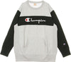 CHAMPION-Felpa-Girocollo-Uomo-Colour-Block-Kangaroo-Pocket-Reverse-Weave-Light-Grey/black-da-uomo
