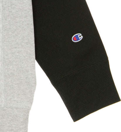 CHAMPION-Felpa-Girocollo-Uomo-Colour-Block-Kangaroo-Pocket-Reverse-Weave-Light-Grey/black-da-uomo
