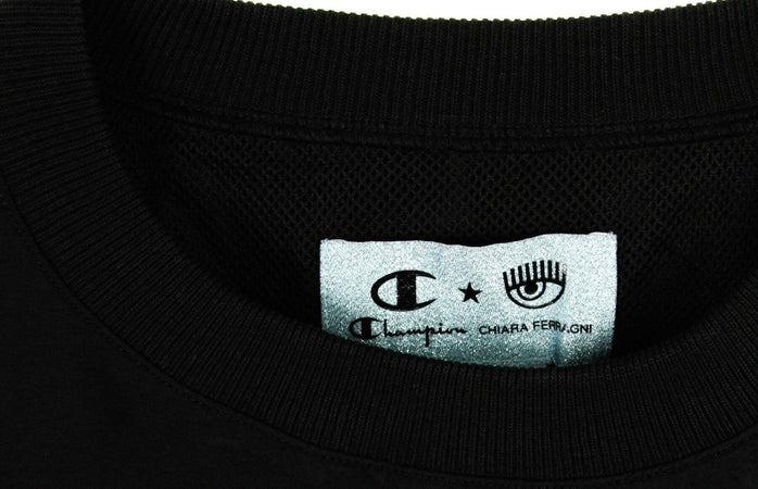 CHAMPION-Felpa-Leggera-Girocollo-Corta-Donna-Crewneck-Sweat-X-Chiara-Ferragni-Kk001-Nbk-da-donna