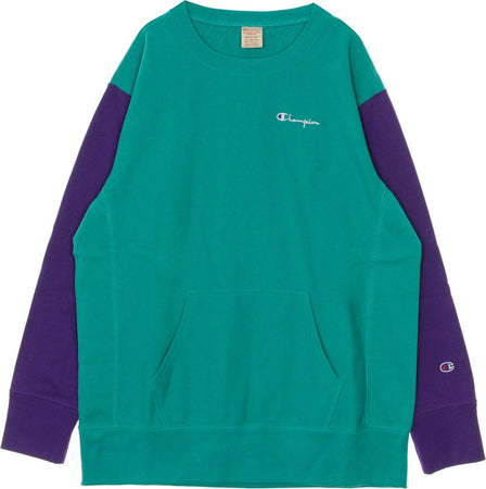 CHAMPION-Felpa-Leggera-Girocollo-Uomo-Crewneck-Sweatshirt-Teal-Green-da-uomo