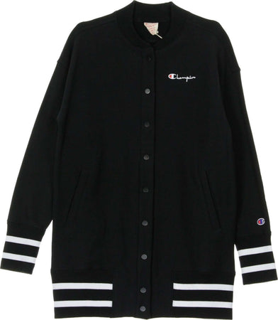 CHAMPION-Giubbotto-Bomber-Lungo-Donna-Gbomber-Reverse-Weave-Black-da-donna