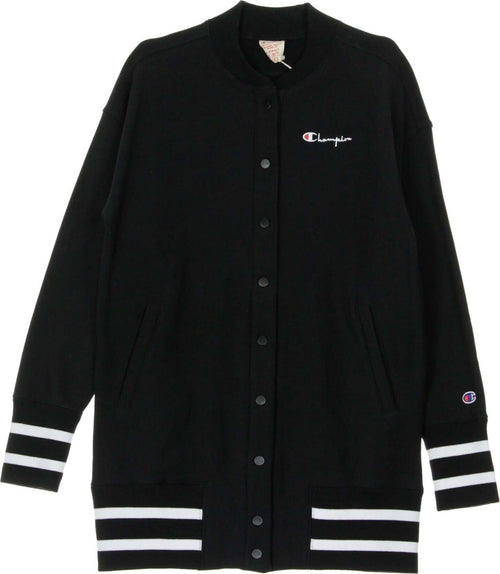 CHAMPION-Giubbotto-Bomber-Lungo-Donna-Gbomber-Reverse-Weave-Black-da-donna