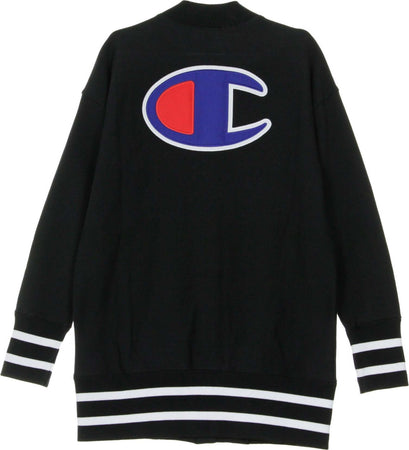 CHAMPION-Giubbotto-Bomber-Lungo-Donna-Gbomber-Reverse-Weave-Black-da-donna