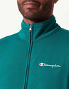 Champion-Legacy-Icons---Heavy-Spring-Terry-Small-Script-Logo-High-Neck-Full-Zip-Felpa,-Verde-Bosco,-Uomo