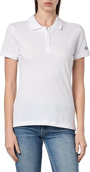 Champion-Legacy-Polo-Gallery-Light-Cotton-piqué--C-Logo,-Bianco,-Donna