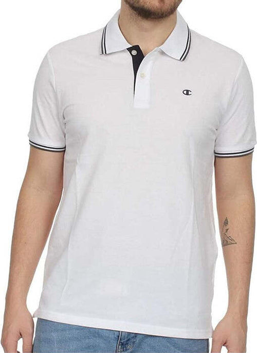 Champion-Legacy-Polo-Gallery-Light-Cotton-piqué-C-Logo,-Bianco,-Uomo
