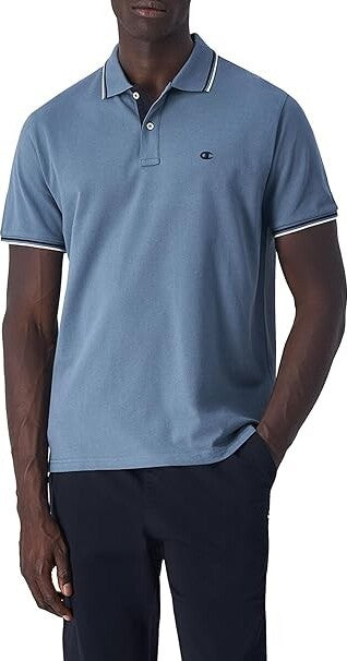 Champion-Legacy-Polo-Gallery-Light-Cotton-piqué-C-Logo,-Grigio-Pastello,-Uomo