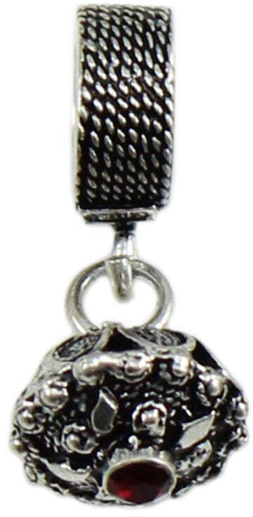 Charm bottone sardo con pietra in argento brunito per bracciale base Filu & Trama