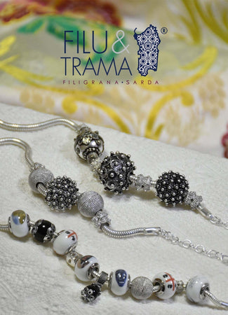 Charm pendente in argento su coccu per bracciale base Filu & Trama