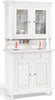 CHELSEY---credenza-con-vetrina-in-legno-massello-104x43x218-Bianco-Milani-Home