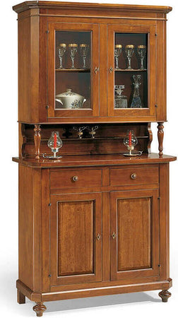 CHELSEY---credenza-con-vetrina-in-legno-massello-104x43x218-Tinta-noce-Milani-Home