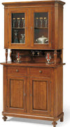 CHELSEY---credenza-con-vetrina-in-legno-massello-104x43x218-Tinta-noce-Milani-Home