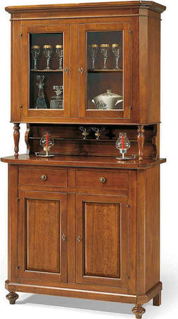 CHELSEY---credenza-con-vetrina-in-legno-massello-104x43x218-Tinta-noce-Milani-Home
