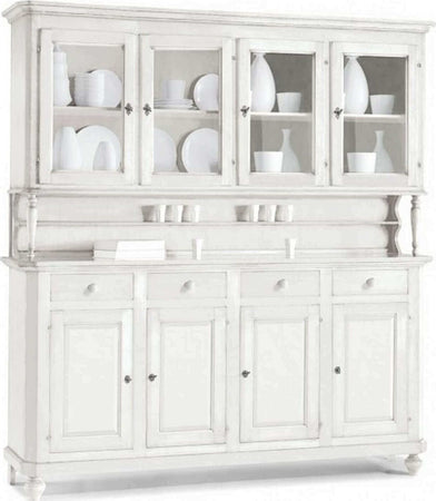 CHELSEY---credenza-con-vetrina-in-legno-massello-196x43x218-Bianco-Milani-Home