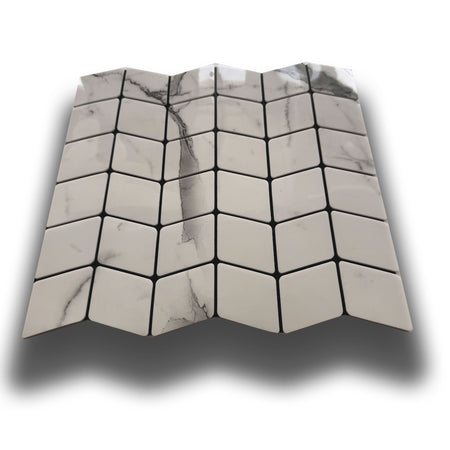 Piastrelle 3D Autoadesive in PET acustiche e isolanti 30x30cm (4mm spessore) CHEVRON CARRARA