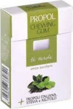 Chewing propol natural gum - con propoli – gusto tè verde 25 g - gomma da masticare senza zucchero, con propoli e stevia e xilitolo 100% italiana