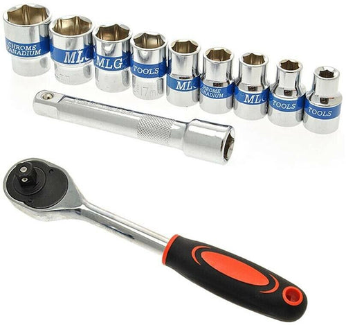 Chiave A Cricchetto Reversibile 1/2 Kit 9 Bussole Esagonali Bussola Da 8 24 Mm Tools