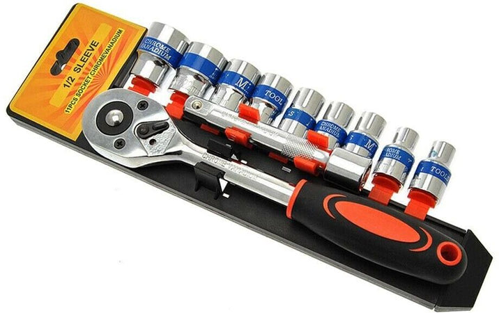 Chiave A Cricchetto Reversibile 1/2 Kit 9 Bussole Esagonali Bussola Da 8 24 Mm Tools