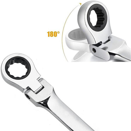 Chiave A Snodo 13 Mm Cricchetto Nero A 12 Denti Testa Girevole 180° 18.5 Cm Tools