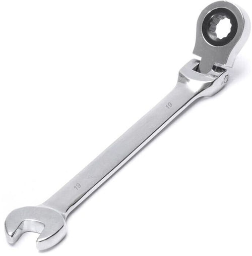 Chiave A Snodo 19 Mm Cricchetto Nero A 12 Denti Testa Girevole 180° 24 Cm Tools