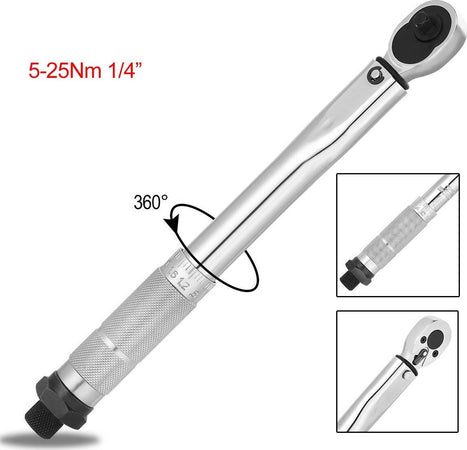 CHIAVE DINAMOMETRICA CRICCHETTO 1/4'' 5-25 Nm SERRAGGIO REVERSIBILE 270mm Fai da te/Utensili elettrici e a mano/Utensili a mano/Chiavi e chiavi inglesi/Chiavi dinamometriche Trade Shop italia - Napoli, Commerciovirtuoso.it