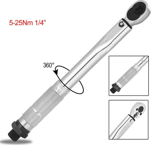 CHIAVE DINAMOMETRICA CRICCHETTO 1/4'' 5-25 Nm SERRAGGIO REVERSIBILE 270mm Fai da te/Utensili elettrici e a mano/Utensili a mano/Chiavi e chiavi inglesi/Chiavi dinamometriche Trade Shop italia - Napoli, Commerciovirtuoso.it