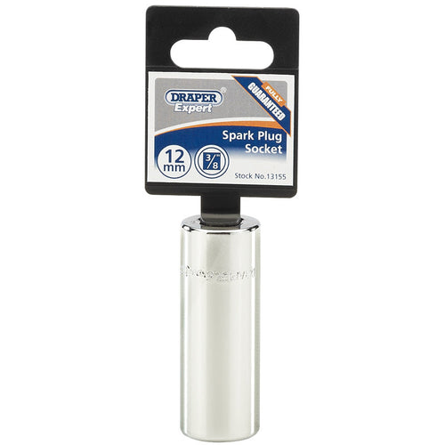 Chiave a bussola per candele innesto 3/8 lunghezza 65mm filettatura 12mm presa 18mm acciaio Draper Draper tools